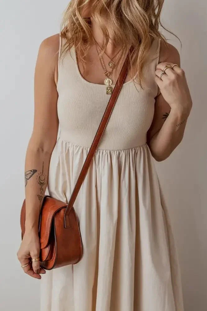 Scoop Neck Ribbed Bodice Sleeveless Midi Tank Dress - Update AvenueTrendsi100100939376661100100939376661b26e65d0 - 4227 - 405e - 8db4 - af1a02c41719 - MaxBeige