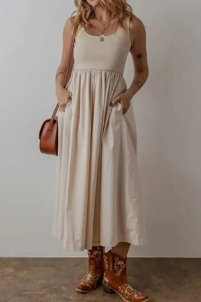 Scoop Neck Ribbed Bodice Sleeveless Midi Tank Dress - Update AvenueTrendsi100100939376661100100939376661de9b926a - 00f9 - 4f1f - 9018 - 1f69f1a2ac96 - MaxBeige