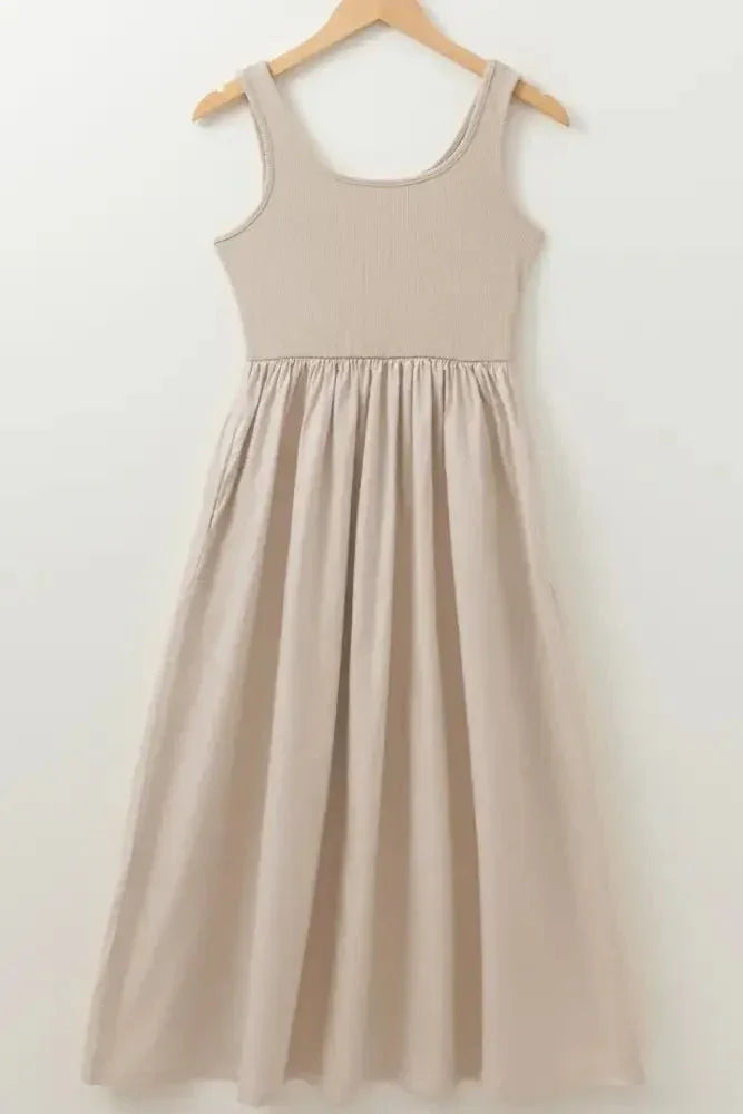 Scoop Neck Ribbed Bodice Sleeveless Midi Tank Dress - Update AvenueTrendsi10010093937666110010093937666170c14538 - 52a5 - 4184 - b07b - d07abc1a96e0 - MaxBeige