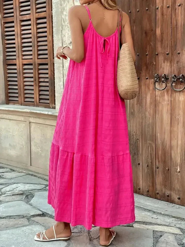 Scoop Neck Tiered Maxi Cami Dress - Update AvenueDaily EssentialsTrendsi1001000148480761001000148480760464c9de9d3a43d4b0303f2cfeec5124 - Max - OriginHot Pink