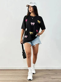 Sequin Bow Round Neck Short Sleeve T-Shirt - Update AvenueT-ShirtsTrendsi1001007058260721001007058260722bc473de279e44a1b6f32ceefe27d074 - Max - OriginBlack