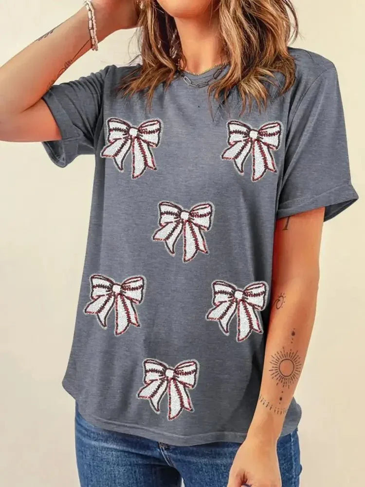 Sequin Bow Short Sleeve Tee - Update AvenueT-ShirtsTrendsi100100825513238100100825513238420d3b4544b846eb9ac576a56ebfb2bf - Max - OriginDark Gray