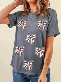 Sequin Bow Short Sleeve Tee - Update AvenueT-ShirtsTrendsi100100825513238100100825513238420d3b4544b846eb9ac576a56ebfb2bf - Max - OriginDark Gray
