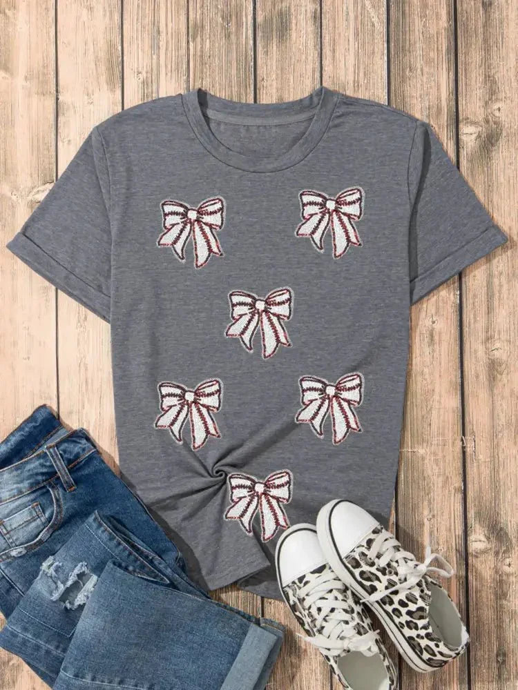 Sequin Bow Short Sleeve Tee - Update AvenueT-ShirtsTrendsi100100825513238100100825513238ea0b874ec5104ac3946184ac22578836 - Max - OriginDark Gray