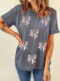 Sequin Bow Short Sleeve Tee - Update AvenueT-ShirtsTrendsi100100825513238100100825513238da6f1872b09e4822b631fc0858f43e3d - Max - OriginDark Gray