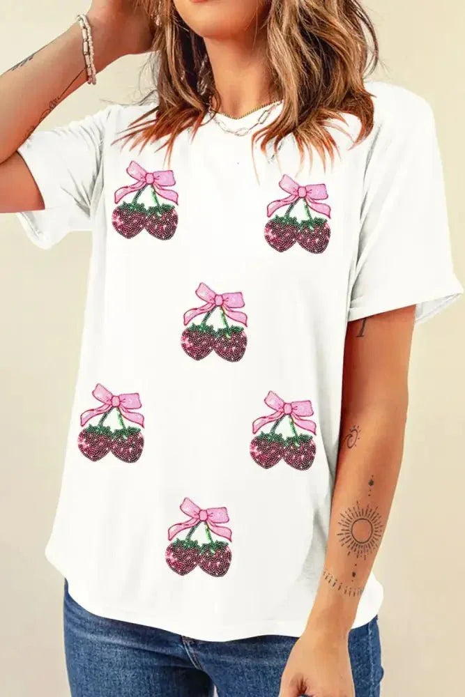 Sequin Cherry Round Neck Short Sleeve T-Shirt - Update AvenueT-ShirtsTrendsi1001004702413221001004702413225e590bbf - 0230 - 4cb2 - 9950 - a8708874ce31 - Max - OriginWhite