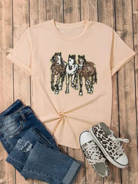 Sequin Horses Patched Casual Crewneck T Shirt - Update AvenueT-ShirtsTrendsi100100959673324100100959673324df65a4c34441495eae02c6b4c0bb6de7 - Max - OriginKhaki
