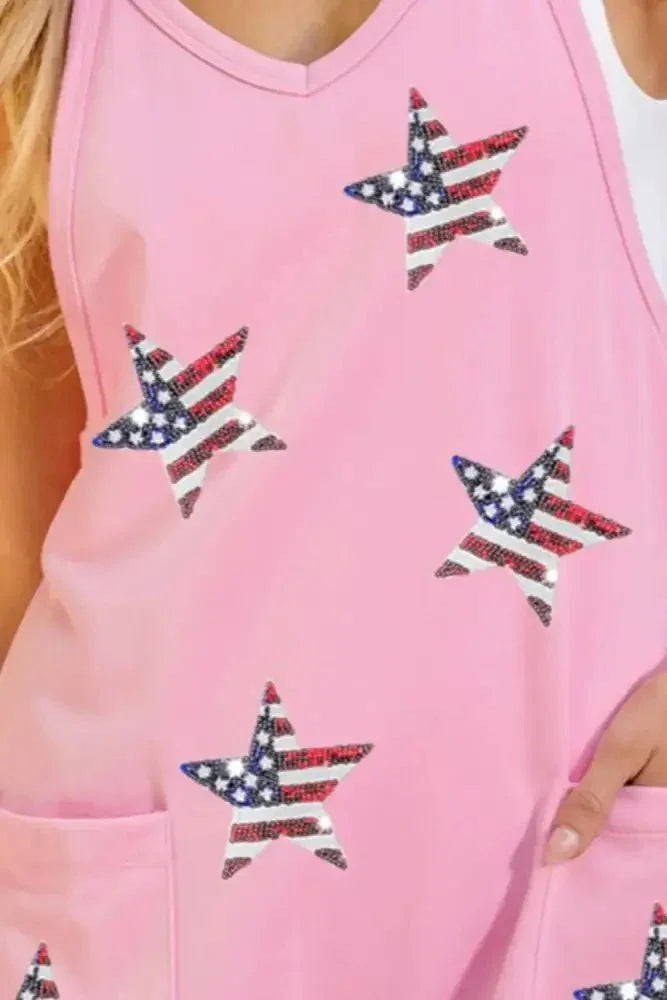 Sequin Pocketed Star V - Neck Romper - Update AvenueHonor the Stars and StripesTrendsi100100166341896100100166341896104aa3b8 - ef43 - 4043 - bdef - e3f8d9f12b2e - MaxBlush Pink
