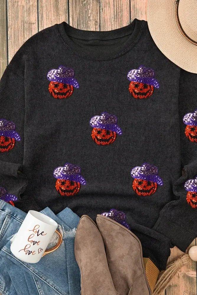 Sequin Pumpkin Long Sleeve Sweatshirt - Update AvenueHalloweenTrendsi100100009801308100100009801308383d456b - 85ac - 4c5b - ad39 - 01711d77cdb4 - MaxBlack