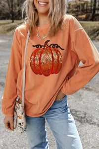 Sequin Pumpkin Round Neck Long Sleeve Sweatshirt - Update AvenueHalloweenTrendsi100100698811881100100698811881fc1de5ad - c016 - 4b91 - 8795 - 5153a3963fee - MaxSherbet
