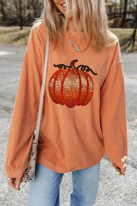 Sequin Pumpkin Round Neck Long Sleeve Sweatshirt - Update AvenueHalloweenTrendsi100100698811881100100698811881c688c739 - 0722 - 4ba5 - 8178 - 83b03f6d7259 - MaxSherbet