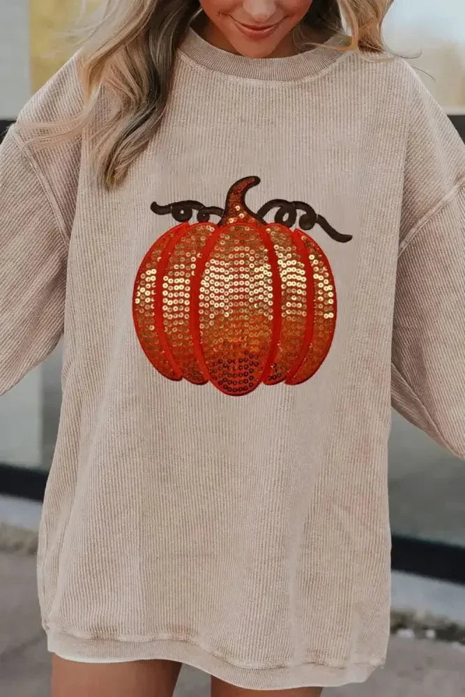 Sequin Pumpkin Round Neck Long Sleeve Sweatshirt - Update AvenueHalloweenTrendsi10010069881610110010069881610100053e6c - ff85 - 4aa8 - b119 - a423506bc20d - MaxEggshell