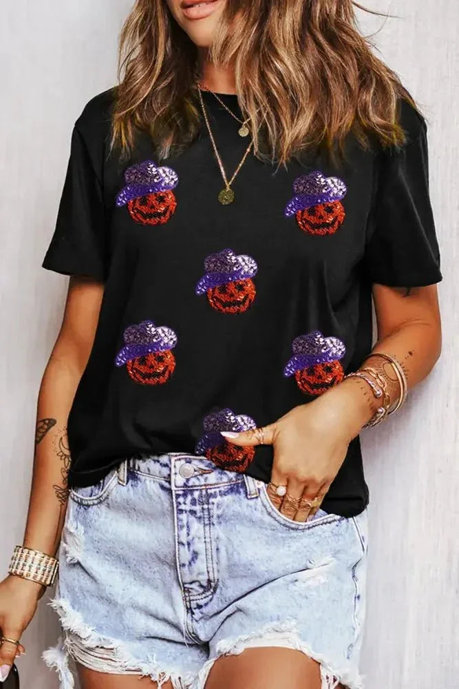 Sequin Pumpkin Round Neck Short Sleeve T-Shirt - Update AvenueHalloweenTrendsi100100625561774100100625561774e0d4b0bc - 5d94 - 4f58 - 886c - b0595bcc7283 - MaxBlack
