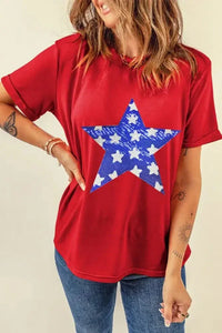 Sequin Star Round Neck Short Sleeve T-Shirt - Update AvenueHonor the Stars and StripesTrendsi1001000369219231001000369219232e874877 - f274 - 4432 - a054 - e3a39ea434d9 - MaxDeep Red