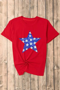Sequin Star Round Neck Short Sleeve T-Shirt - Update AvenueHonor the Stars and StripesTrendsi1001000369219231001000369219234c0f6047 - 19cc - 4d89 - 8231 - ce1c7e48a229 - MaxDeep Red