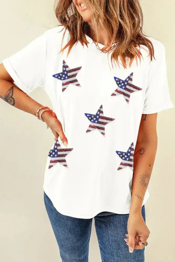 Sequin Star Round Neck Short Sleeve T-Shirt - Update AvenueHonor the Stars and StripesTrendsi100100831841227100100831841227dafc8897 - 4269 - 47a9 - 92bd - 7bd12e448b91 - MaxWhite