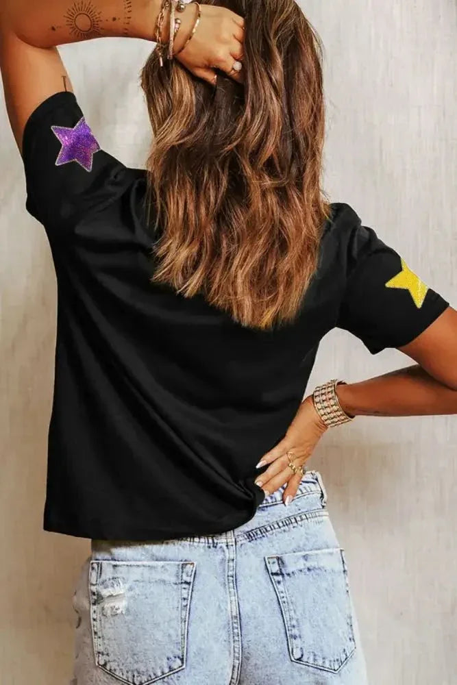 Sequin Stars Patched Round Neck T-Shirt - Update AvenueHonor the Stars and StripesTrendsi1001003355746961001003355746966b2c4507 - e644 - 4078 - 84d3 - 1d3bc251212f - MaxBlack