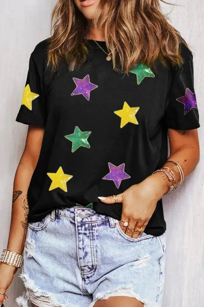Sequin Stars Patched Round Neck T-Shirt - Update AvenueHonor the Stars and StripesTrendsi100100335574696100100335574696541f79d9 - d46d - 48b6 - b4fa - 04a294ea22ec - MaxBlack