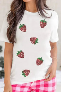 Sequin Strawberry Crew Neck Short Sleeve T Shirt - Update AvenueT-ShirtsTrendsi100100300106967100100300106967774a557c - c0d8 - 40d0 - b474 - 1d2f0a2a2ff3 - Max - OriginWhite