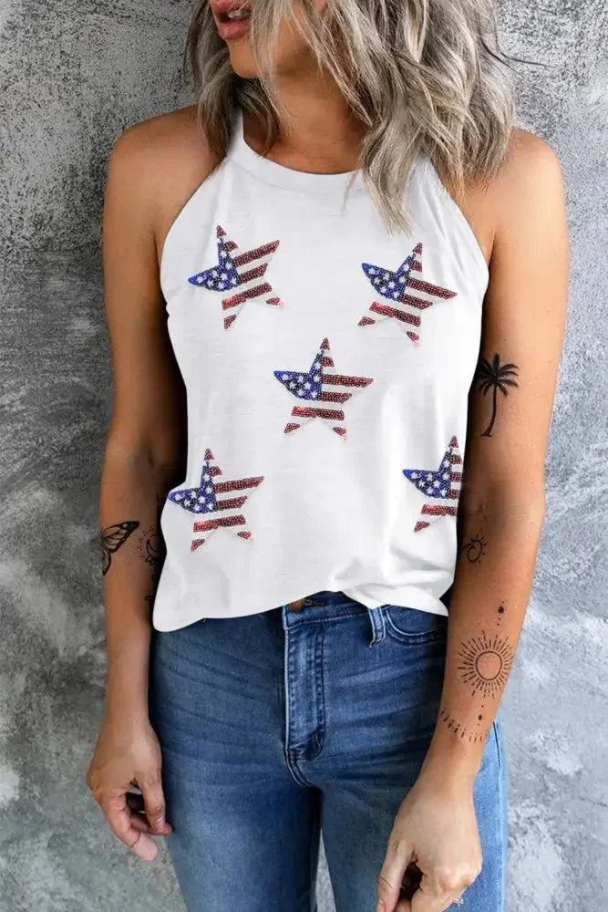 Sequin US Flag Star Grecian Neck Tank - Update AvenueHonor the Stars and StripesTrendsi100100133561980100100133561980d991beba - 9bd2 - 4d4b - a754 - c0639ec714ec - MaxWhite