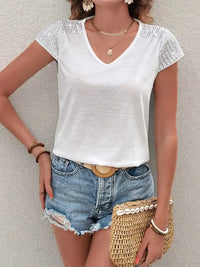Sequin V - Neck Short Sleeve T-Shirt - Update AvenueT-ShirtsTrendsi100100108267001100100108267001bdcd51eaa518421da1c526e898b4c88d - Max - OriginWhite
