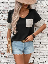 Sequin V - Neck Short Sleeve T-Shirt - Update AvenueT-ShirtsTrendsi1001009009213191001009009213194f0259d8 - 0b07 - 40e7 - 86d5 - eb62e4c0196a - Max - OriginBlack