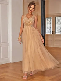 Sequin V-Neck Sleeveless Dress