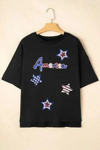 Sequined America Star Round Neck T Shirt - Update AvenueT-ShirtsTrendsi100100492682071100100492682071ca344e0d - d6fe - 4a96 - aa5e - f887f7d4ae0a - Max - OriginBlack