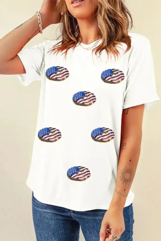 Sequined Flag Round Neck Short Sleeve T Shirt - Update AvenueT-ShirtsTrendsi1001008569713811001008569713811750fe8f - c07d - 4153 - b482 - 49a775f481e4 - Max - OriginWhite