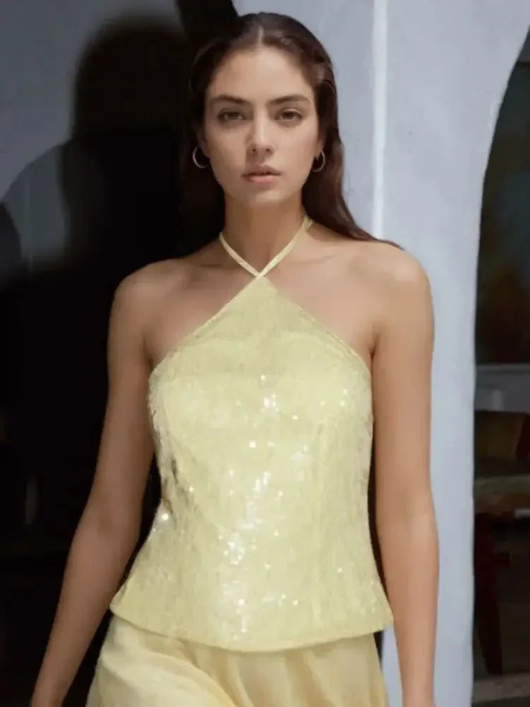 Sequined Halter Neck Cami - Update AvenueTrendsi1001008915170621001008915170621d0d0819 - 80ea - 4da9 - a88e - e29738ece3c4 - Max - OriginYellow