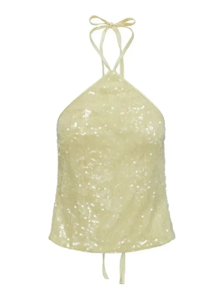 Sequined Halter Neck Cami - Update AvenueTrendsi100100891517062100100891517062c51b5a5a9d3941b780a699a6695f30da - Max - OriginYellow