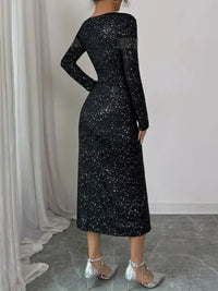 Sequined Long Sleeve Bodycon Dress