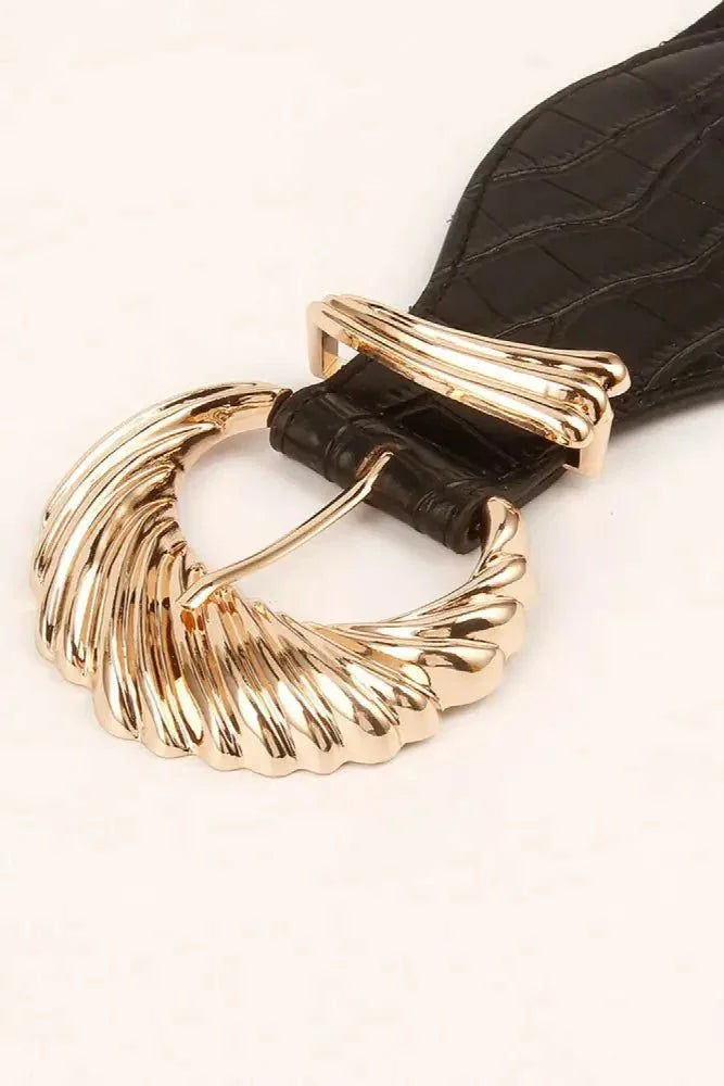 Shell Alloy Buckle Elastic Belt - Update AvenueTrendsi101300119789141101300119789141Shell Alloy Buckle Elastic BeltBlack
