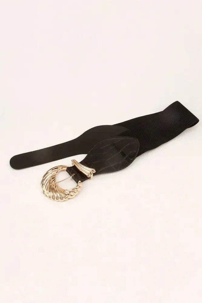 Shell Alloy Buckle Elastic Belt - Update AvenueTrendsi101300119789141101300119789141Shell Alloy Buckle Elastic BeltBlack