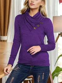 Shiny Buttoned Mock Neck Long Sleeve Blouse - Update AvenueTrendsi100101069432456100101069432456ee5a7fe792a341a9b43e7f7702f461c3 - MaxViolet