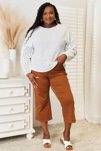 Shiny Eyelet Dropped Shoulder Round Neck Blouse - Update AvenueTrendsi1001015960959861001015960959868350569823a1491c8c7160239af8197e - MaxWhite