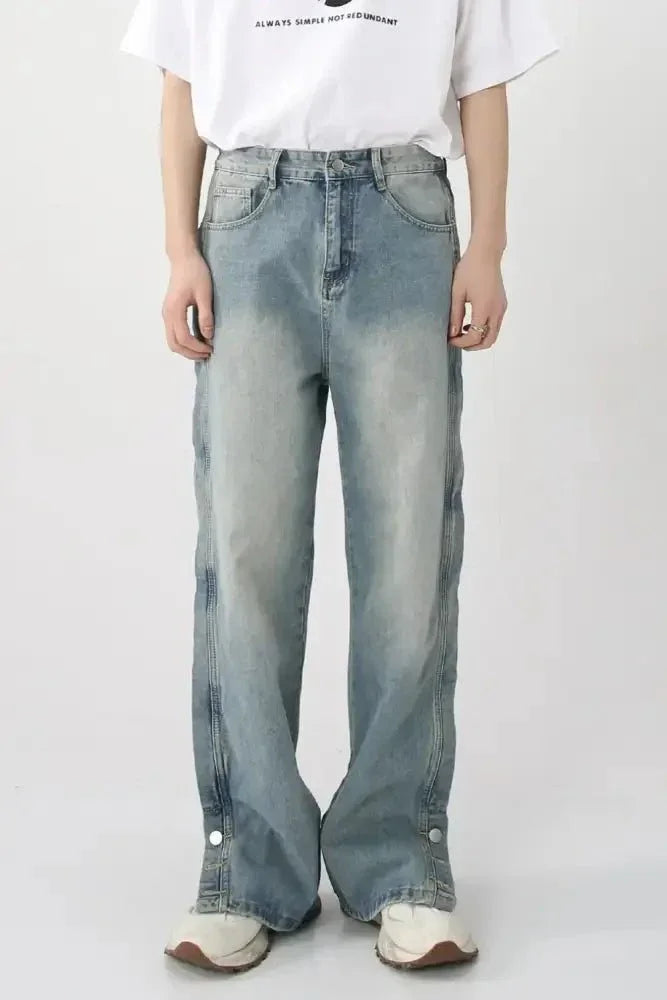 Side Slit Baggy Jeans with Pockets - Update AvenueTrendsi100400957846619100400957846619Side Slit Baggy Jeans with PocketsMedium
