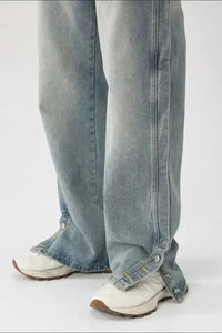 Side Slit Baggy Jeans with Pockets - Update AvenueTrendsi100400957848802100400957848802Side Slit Baggy Jeans with PocketsDark