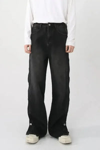 Side Slit Baggy Jeans with Pockets - Update AvenueTrendsi100400957848802100400957848802Side Slit Baggy Jeans with PocketsDark