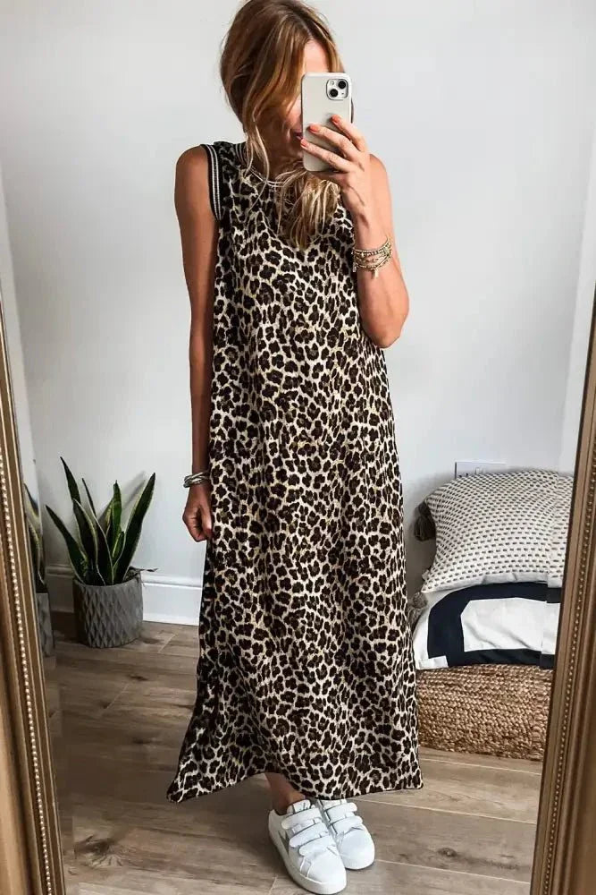 Side Slit Leopard Sleeveless Maxi Dress - Update AvenueFestival VibesTrendsi100100754374780100100754374780baccbd8e - e176 - 4c15 - 9414 - 30188a3e77ba - MaxLeopard