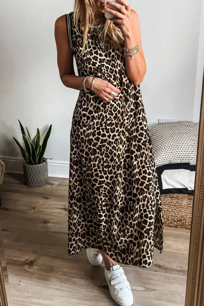 Side Slit Leopard Sleeveless Maxi Dress - Update AvenueFestival VibesTrendsi10010075437478010010075437478093d1db56 - cdcc - 4fd5 - 9779 - 8777725070d9 - MaxLeopard