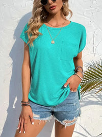 Side Slit Round Neck T-Shirt - Update AvenueT-ShirtsTrendsi10010073756137810010073756137840b89392 - e852 - 4ed6 - bc98 - d637045294bd - Max - OriginAqua