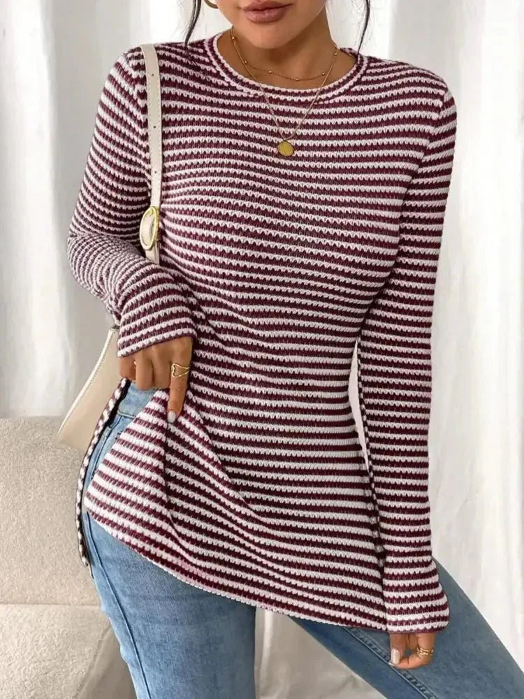 Side Slit Striped Long Sleeve T-Shirt - Update AvenueT-ShirtsTrendsi100100732650394100100732650394cfce163bb5764a82917230286147c63c - Max - OriginBlack