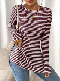 Side Slit Striped Long Sleeve T-Shirt - Update AvenueT-ShirtsTrendsi100100732650394100100732650394cfce163bb5764a82917230286147c63c - Max - OriginBlack