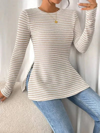 Side Slit Striped Long Sleeve T-Shirt - Update AvenueT-ShirtsTrendsi1001007326527091001007326527090c0e2876038640efb104a718437b58b6 - Max - OriginLight Blue