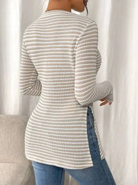 Side Slit Striped Long Sleeve T-Shirt - Update AvenueT-ShirtsTrendsi1001007326527091001007326527091d4ecd80728f41f0920e74c500eb351f - Max - OriginLight Blue