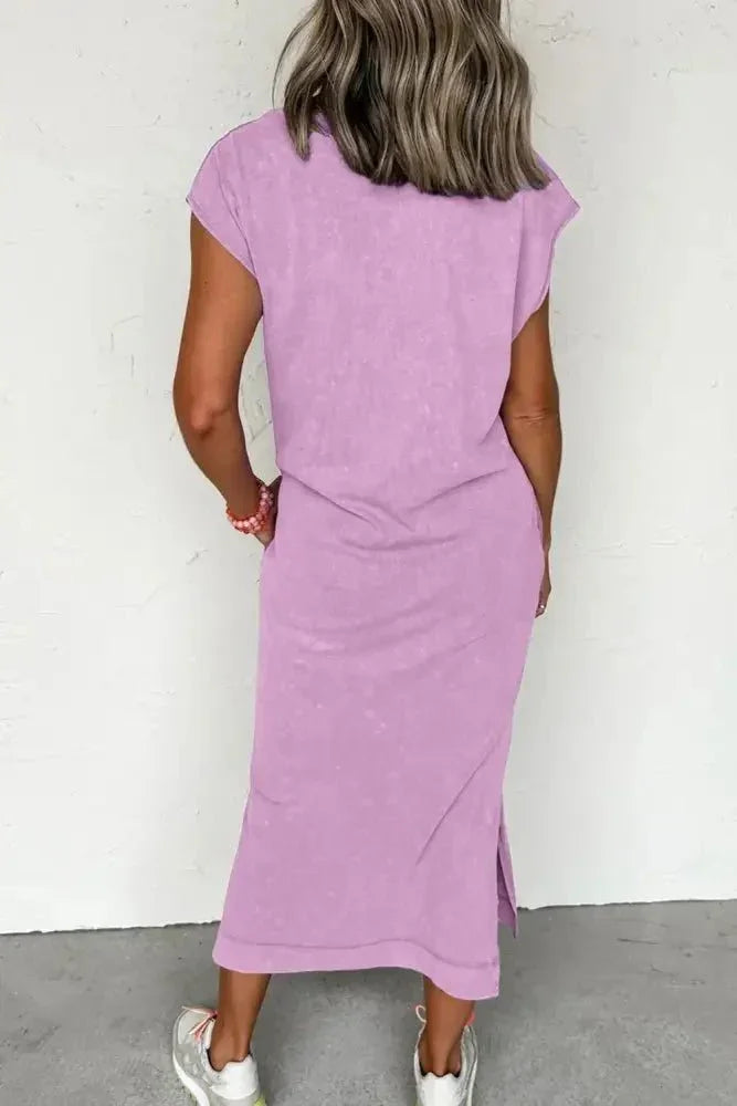Side Split Round Neck Cap Sleeve T-Shirt Dress - Update AvenueTrendsi10010066654109210010066654109298f5ccf4 - 0ffa - 433d - bbff - 3d2869e8a790 - Max - OriginPink Purple