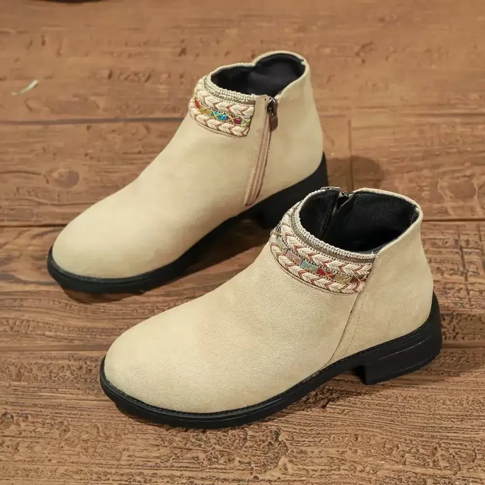 Side Zip Block Heel Boots