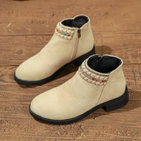 Side Zip Block Heel Boots