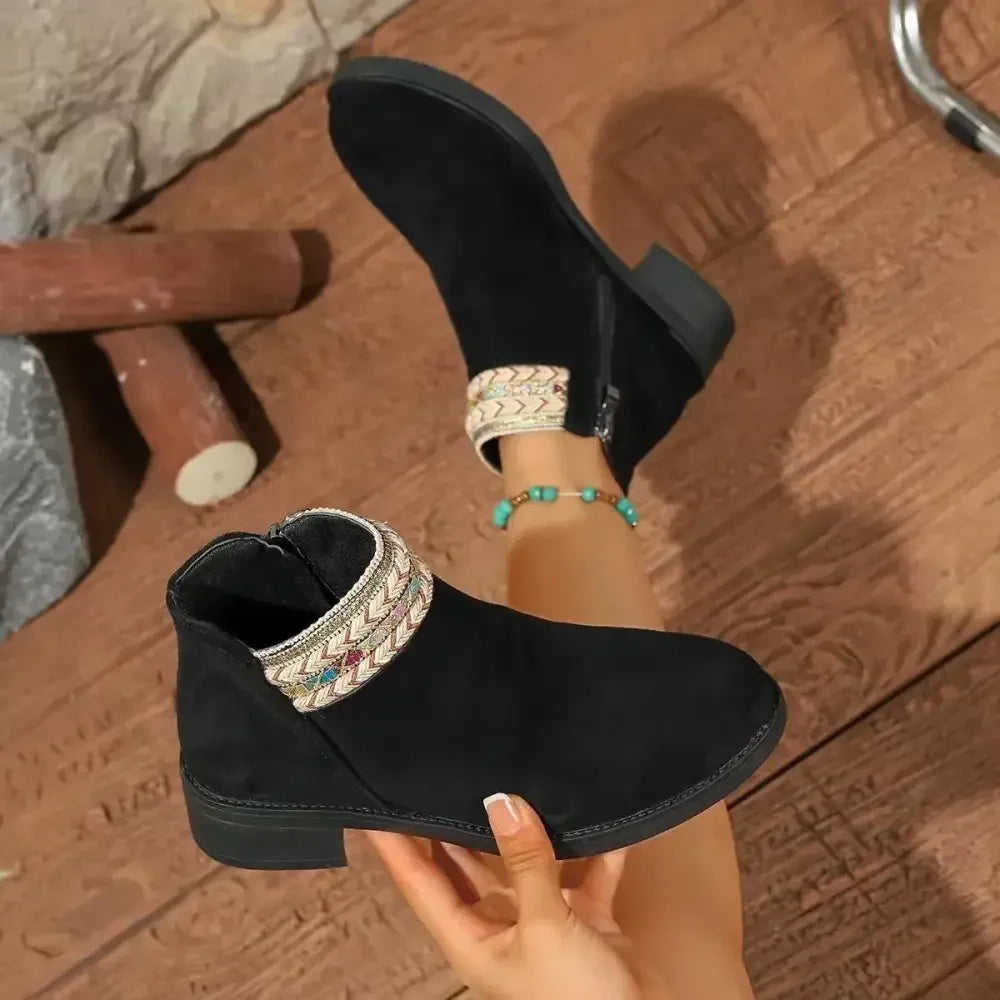 Side Zip Block Heel Boots